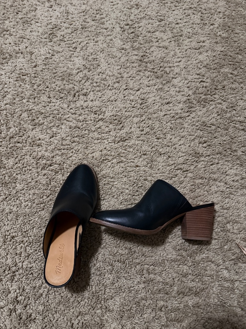 Madewell Black Leather Mule Heels